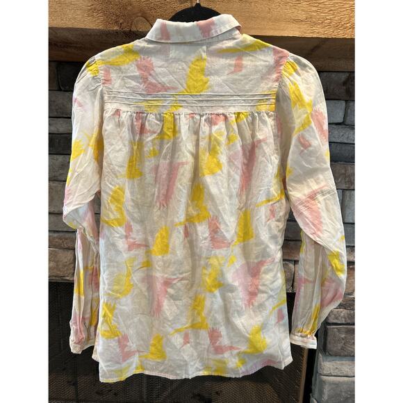 womens TALLULAH & HOPE cream/yellow/pink button up long sleeve shirt sz 4 *C1 - Picture 4 of 4